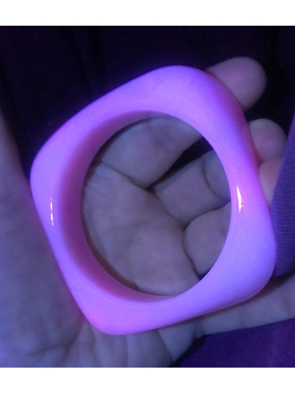 Chunky Squared Asymmetric Lucite Bangle Bracelet Subtly Marbled Barbiecore Pink - Picture 2 of 7